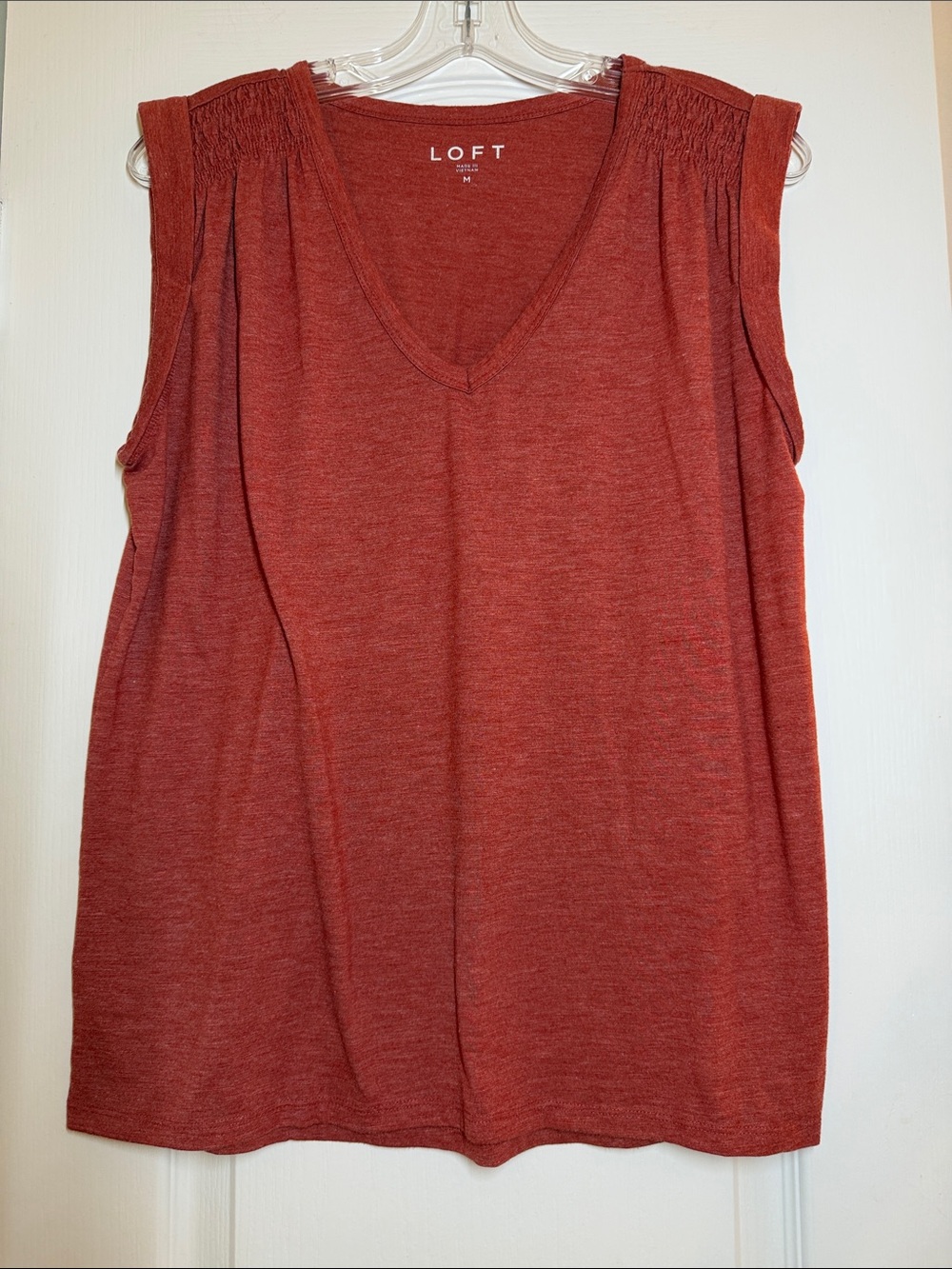LOFT Sleeveless V-Neck Tank in Rust
